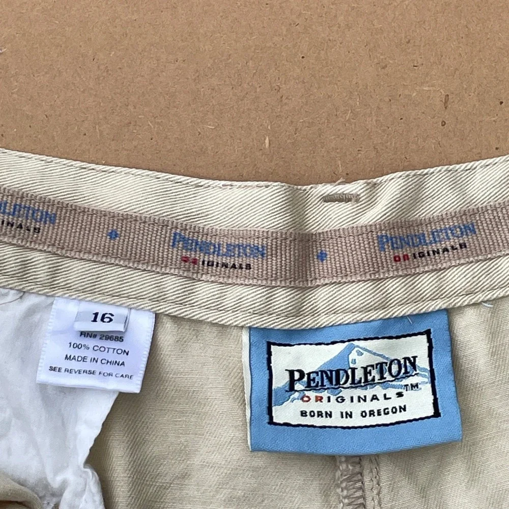Pendleton Chino Pants Mens 16 Beige Casual Pleated High Rise Cotton Trousers